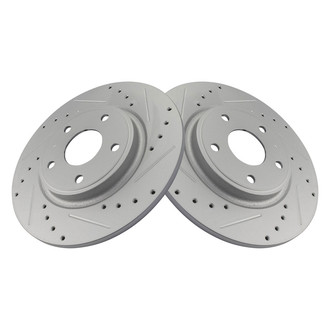 TRQ® - Performance Cross Drilled and Slotted Rear Disc Brake Rotors
