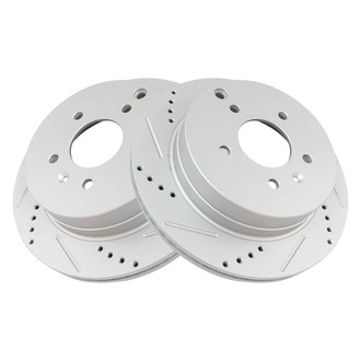 TRQ® - Performance Cross Drilled and Slotted Rear Disc Brake Rotors