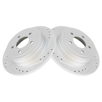 TRQ® - Performance Cross Drilled and Slotted Rear Disc Brake Rotors