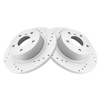 TRQ® - Performance Cross Drilled and Slotted Rear Disc Brake Rotors