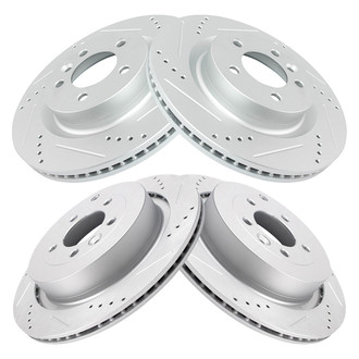 TRQ® - Performance Cross Drilled and Slotted Front and Rear Disc Brake Rotors