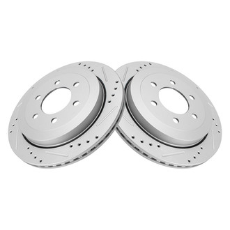 TRQ® - Performance Cross Drilled and Slotted Rear Disc Brake Rotors