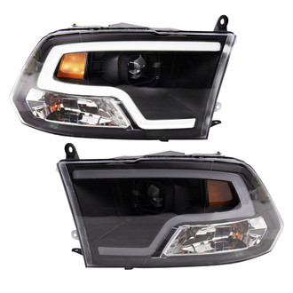 TRQ® - Driver and Passenger Side Black LED DRL Bar Projector Headlights