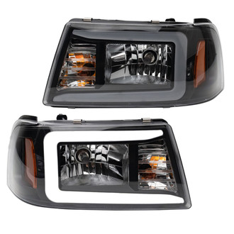 TRQ® - Driver and Passenger Side Black LED Light Tube Headlights