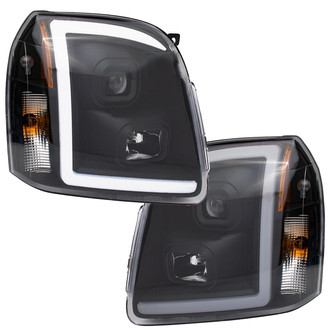TRQ® - Driver and Passenger Side Black LED Light Tube Projector Headlights