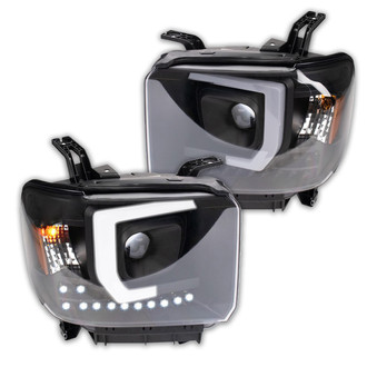TRQ® - Driver and Passenger Side Black LED DRL Bar Projector Headlights