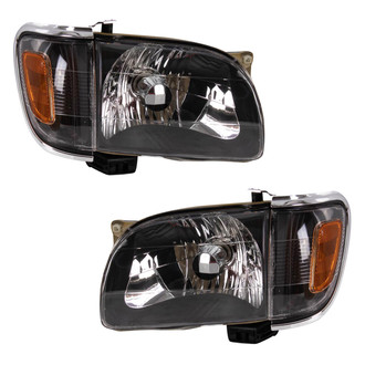 TRQ® - Driver and Passenger Side Black Euro Headlights