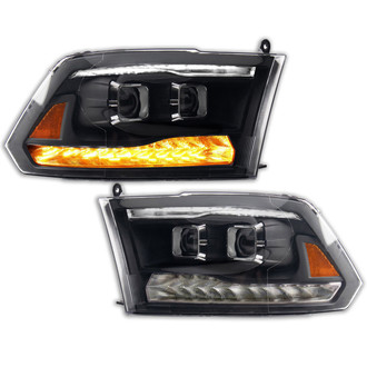 TRQ® - Driver and Passenger Side Black Projector Headlights with LED Turn Signal