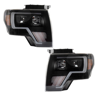 TRQ® - Driver and Passenger Side Black Light Tube Projector Headlights with LED Turn Signal