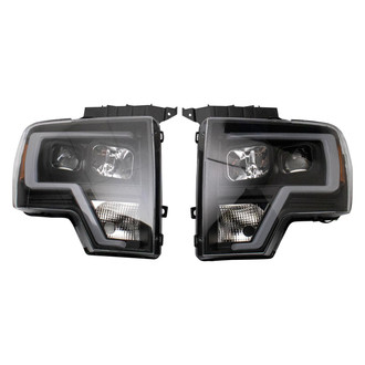 TRQ® - Driver and Passenger Side Black LED Light Tube Projector Headlights