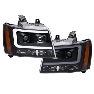 TRQ® - Driver and Passenger Side Black LED DRL Bar Projector Headlights