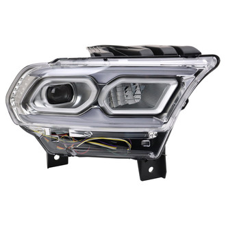TRQ® - Passenger Side Chrome With Projector LED. With LED DRL Headlight