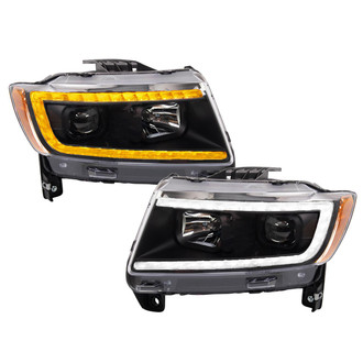 TRQ® - Driver and Passenger Side Black Projector Headlights with Switchback LED DRL