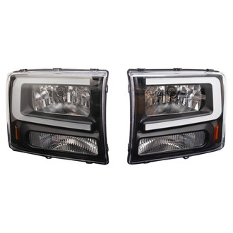TRQ® - Driver and Passenger Side Black LED Light Tube Headlights