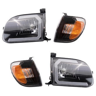 TRQ® - Black LED Light Tube Headlights with Turn Signal/Corner Lights