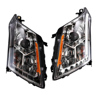 TRQ® - Driver and Passenger Side Chrome Projector Headlights with LED DRL