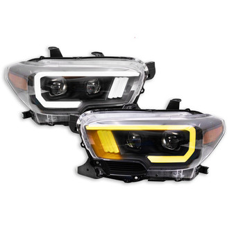 TRQ® - Driver and Passenger Side Black Switchback LED DRL Bar Projector Headlights