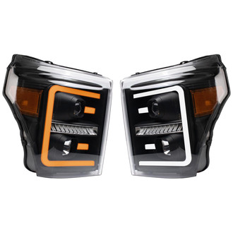TRQ® - Driver and Passenger Side Black Switchback LED Light Tube Projector Headlights
