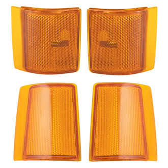TRQ® - Driver and Passenger Side Replacement Upper Reflectors and Lower Side Marker Lights Set