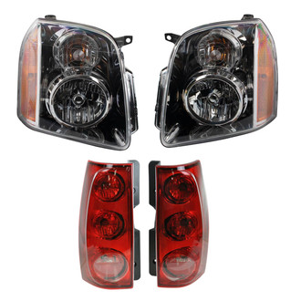 TRQ® - Driver and Passenger Side Chrome Headlight with Tail Lights
