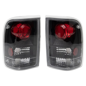 TRQ® - Driver and Passenger Side Black/Red Euro Tail Lights
