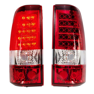 TRQ® - Driver and Passenger Side Chrome/Red LED Tail Lights