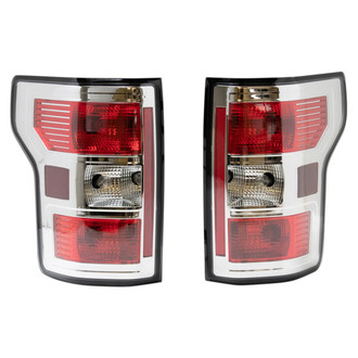 TRQ® - Driver and Passenger Side Chrome/Red Euro Tail Lights