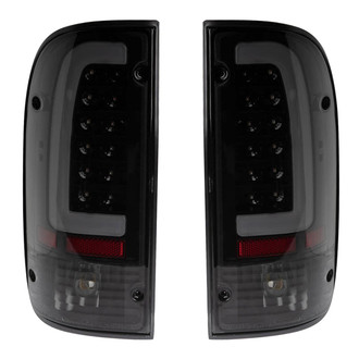 TRQ® - C-Shape Driver and Passenger Side Black/Smoke Fiber Optic LED Tail Lights