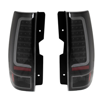 TRQ® - C-Shape Driver and Passenger Side Black Fiber Optic LED Tail Lights