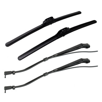 TRQ® - Driver and Passenger Side Windshield Wiper Arm and Blade Kit