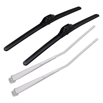 TRQ® - Driver and Passenger Side Windshield Wiper Arm and Blade Kit