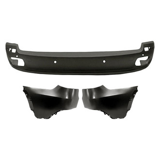 TruParts® - 3-Piece (Rear Bumper Cover, Rear Inner and Outer Bumper End) (Standard Line)