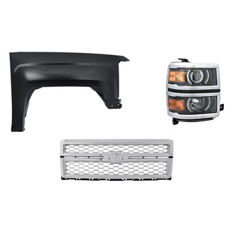 TruParts® - 3-Piece Kit (Passenger Side Headlight, Grille, Front Passenger Side Fender) (Standard Line)
