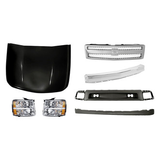 TruParts® - 7-Piece Kit (Driver and Passenger Side Headlights, Front Bumper Air Deflector, Front Bumper Deflector Extension, Front Bumper Face Bar, Grille, Hood Panel) (Standard Line)