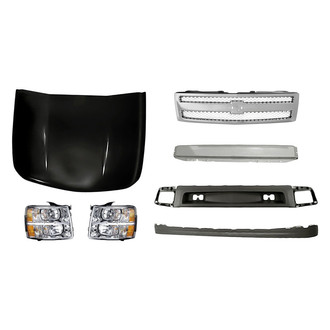 TruParts® - 7-Piece Kit (Driver and Passenger Side Headlights, Front Bumper Air Deflector, Front Bumper Deflector Extension, Front Bumper Reinforcement, Grille, Hood Panel) (Standard Line)
