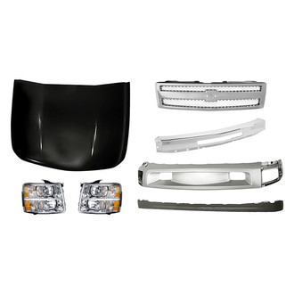 TruParts® - 7-Piece Kit (Driver and Passenger Side Headlights, Front Bumper Deflector, Front Bumper Deflector Extension, Front Bumper Face Bar, Grille, Hood Panel) (Standard Line)