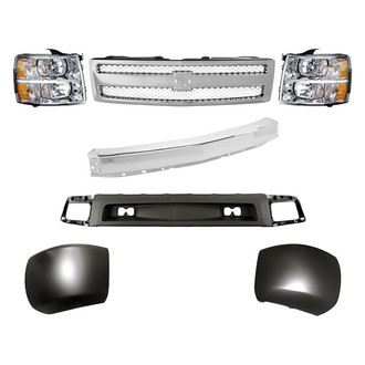 TruParts® - 7-Piece Kit (Driver and Passenger Side Headlights, Front Bumper Air Deflector, Front Bumper Face Bar, Front Driver and Passenger Side Bumper Ends, Grille) (Standard Line)