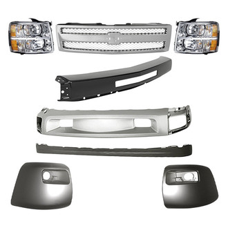 TruParts® - 8-Piece Kit (Driver and Passenger Side Headlights, Front Bumper Deflector, Front Bumper Deflector Extension, Front Bumper Face Bar, Front Driver and Passenger Side Bumper Ends, Grille) (Standard Line)