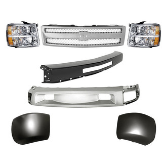 TruParts® - 7-Piece Kit (Driver and Passenger Side Headlights, Front Bumper Deflector, Front Bumper Face Bar, Front Driver and Passenger Side Bumper Ends, Grille) (Standard Line)