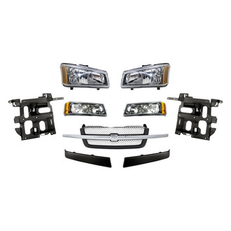 TruParts® - 9-Piece Kit (Driver and Passenger Side Headlights, Driver and Passenger Side Grille Moldings, Grille, Driver and Passenger Side Headlight Supports, Driver and Passenger Side Turn Signal/Parking Lights) (Standard Line)
