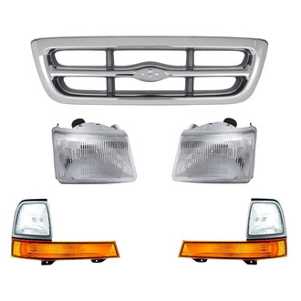 TruParts® - 5-Piece Kit (Driver and Passenger Side Headlights, Grille, Driver and Passenger Side Turn Signal/Parking Lights) (Standard Line)