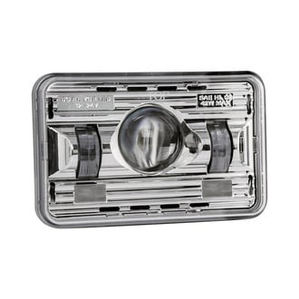 TRUX® - 4x6" Rectangular Chrome Projector LED Headlight With Turn Signal (H4656, 165mm)