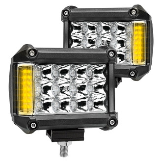 TRUX® - Strobe Series Multi-Functional 4" 2x18W Cube Spot Beam White/Amber LED Lights, with Side Strobe