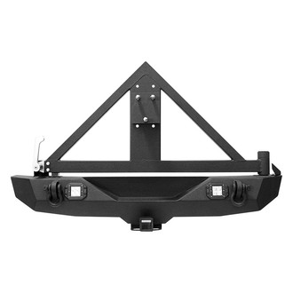 Tuff-Bar® - Mid Width Black Powder Coated Rear HD Bumper with Hitch and Tire Carrier