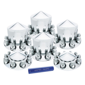 United Pacific® - Chrome Pointed Axle Cover Combo Kit