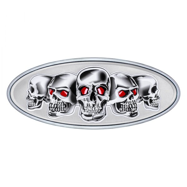 United Pacific® - Skull Style Chrome Plated Die-Cast Grille Oval Emblem
