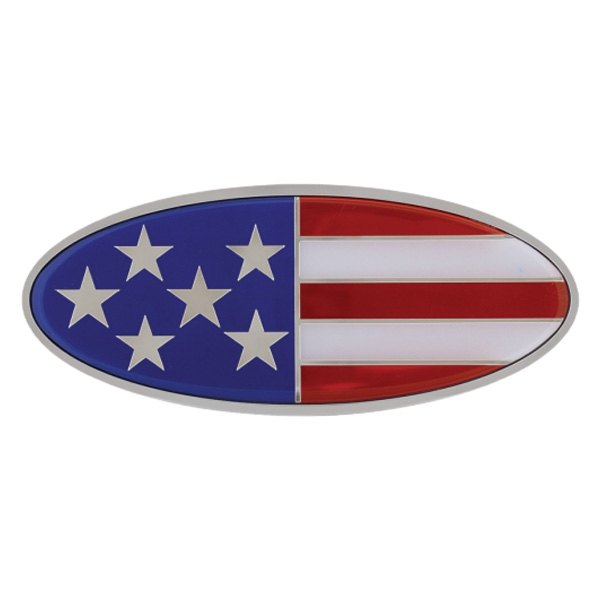 United Pacific® - Peterbilt "USA Flag" Oval Chrome Hood Emblem