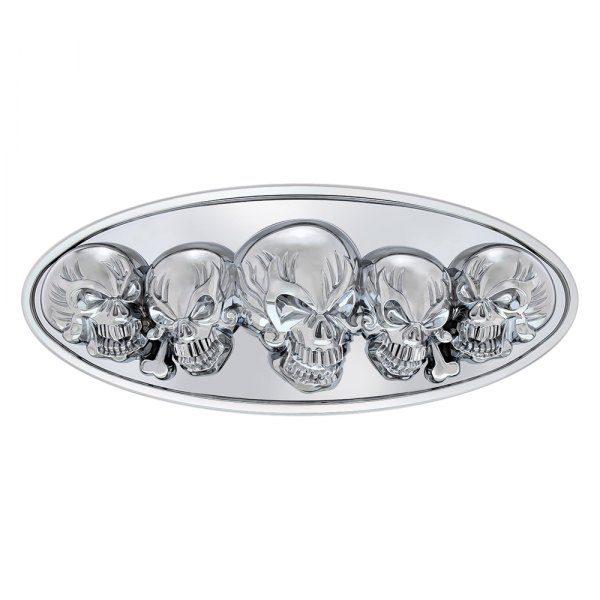 United Pacific® - 3D Skull Style Chrome Plated Die-Cast Grille Oval Emblem