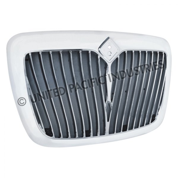 United Pacific® - 1-Pc Curved Style Chrome Vertical Billet Main Grille