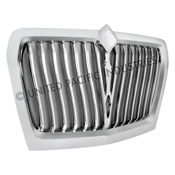 United Pacific® - 1-Pc Curved Style Chrome Vertical Billet Main Grille